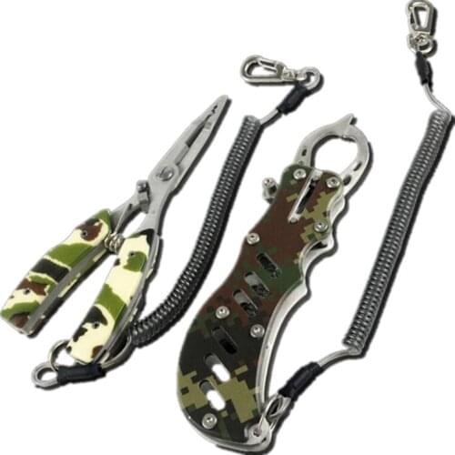 Fishing Plier+Gripper Set Hotsale Camouflage Lost Rope Portable Bag For Saltwater Fishing Tackle