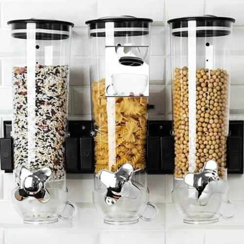 Wall Hanging Three Barrels mai pian ji Cereal Device Food Grains Storage Jar Oat Machine Grain Distributor Cereal Barrel