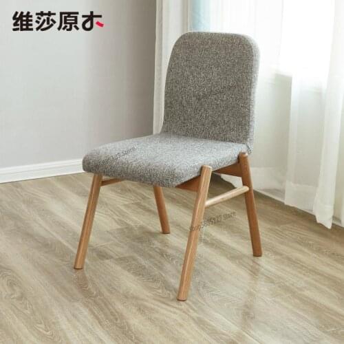 Nordic Home Chair Modern Minimalist Oak Dining Chair Without Armrest Study Soft Backrest Solid Wood Dining Table And Chairs