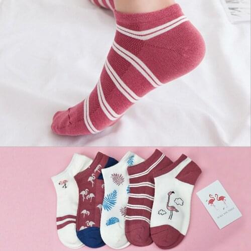 Cute Fox Flamingo Animal Socks For Women Casual Cotton Ankle Socks Spring Summer Cartoon Female Sox Funny Happy Short Socks