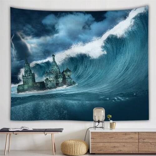 Underwater World Dolphin Through The Window Tapestry Animal Marine Life Sea Wave Starry Hanging Wall Tapestries Mandalas Fabric