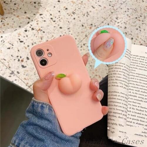 Pinch music decompress peaches Liquid Silicone Case For iPhone 11 12 Pro X XR XS MAX 8 8plus 6S 7 Plus Mini 11ProMax Phone Cover