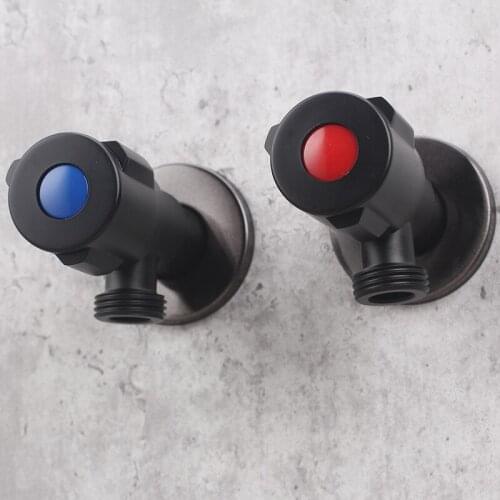 2pcs/Set Threaded G1/2' Bathroom Angle Valve Faucets Black Stainless Steel Kitchen Cold Hot Mixer Tap Accessories DN15 BSP