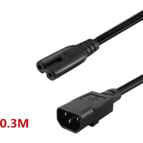 1 pcs High Quality C14-C7 Extension Power Cord ,1 FT C14-C7 IEC 3P Male to 2P Female Socket Power Extension Cable