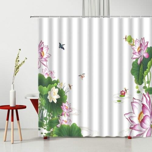 Spring Natural Scenery Shower Curtain Flowers Pattern Polyester Fabric For Home Bathroom Partition Bath Curtains Multiple Size