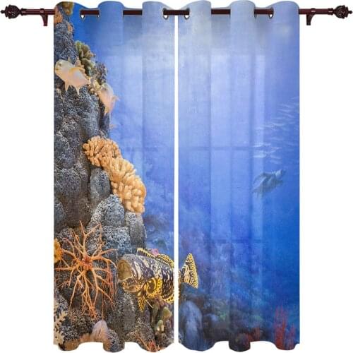 Patio Curtain Coral Reef Fish The Sea Indoor Living Room Bedroom Kitchen Outdoor Drape For Porch Gazebo Pergola Canopy Beach
