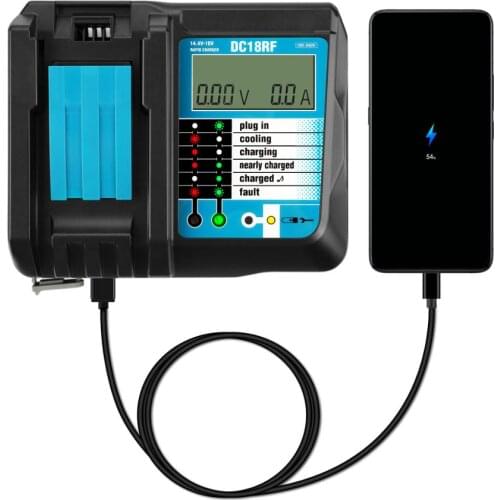 Newest DC18RF Li-ion Battery Charger 3.5A Charging Current for Makita 14.4V 18V BL1830 Bl1430 DC18RC DC18RA Power tool with USB