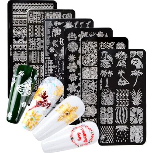 1 PC Lace Flower Animal Nail Stamping Plates Marble Image Stamp Templates Geometric Printing Stencil Tools