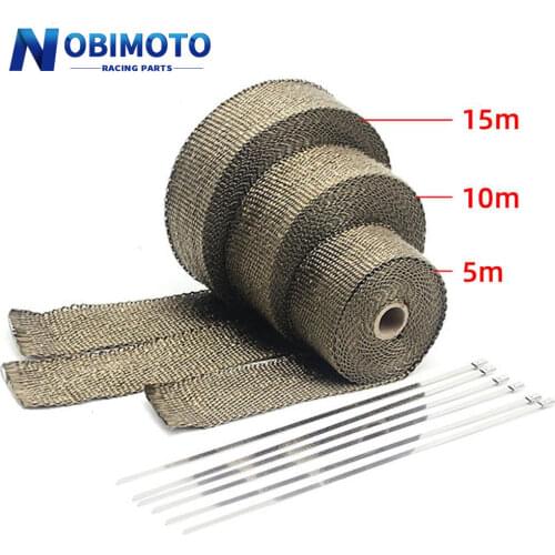 2.5*5M/10M/15M/20M Motorcycles Exhaust Front Pipe Heat Shield Tape Wrap Insulation Resistant Downpipe with Stainless Ties
