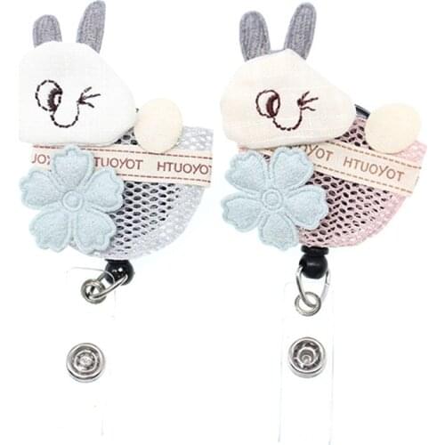 20pcs/lot cute 14KINDS handmade cotton felt cute Butterfly/bear/rabbit animal Retractable nurse id badge holder/reel for gift