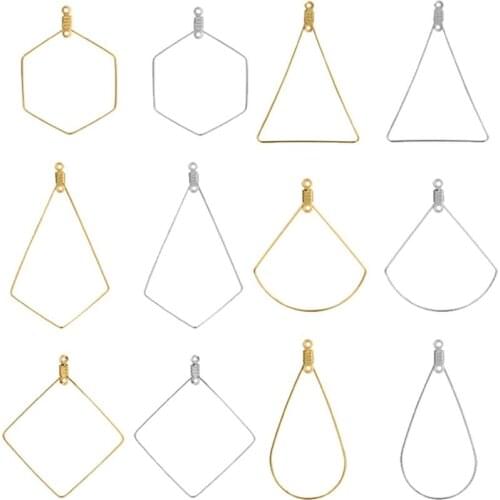 20pcs Stainless Steel Ear Wire Pendant Earring Hook Hoop Frame Connector Gold Geometric Water Drop For Diy Jewelry Making