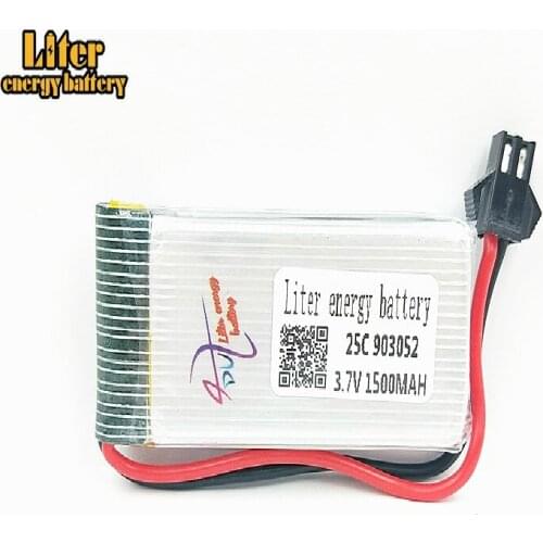 3.7V 1500mAH Remote control aircraft helicopter lithium battery 3.7V 1500mAH 25C discharge SM black plugs 903052