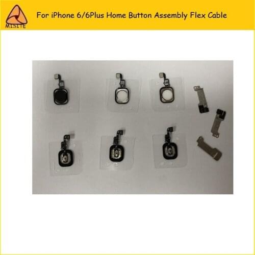 50PCS/LOT New Home Button Key Button Flex Cable For i Phone 7 8 6 6s Plus 5s 5se Home Button Flex Assembly+Gasket Bracket Rubber