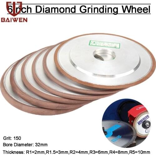 6inch 150mm Diamond Grinding Wheel Resin Bond Grinder Discs for Angle Grinder Grinding Carbide Metal R1/R1.5/R2/R3/R4/R5 150Grit