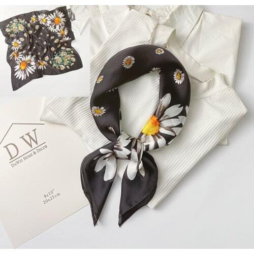 Aurdolf 2020 new stripe scarves women flowers fashion novelty silk square foulard ladys neck scarf printed girl hair scarf