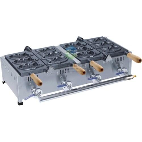 Free shipping Gas type 6 pcs taiyaki machine fish maker