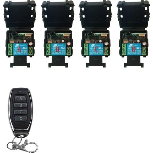 DC12V 24V 1CH Mini Wireless RF Remote Control Light Switch 10A Relay Output Radio Receiver Module+Transmitter Garage Doors/lamp