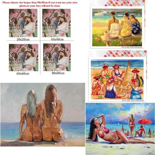 Diy Diamond Painting Custom Figures Painting Beach Hottie Square Diamond Round Diamond Full Diamond Cross Mosaic Home Decora
