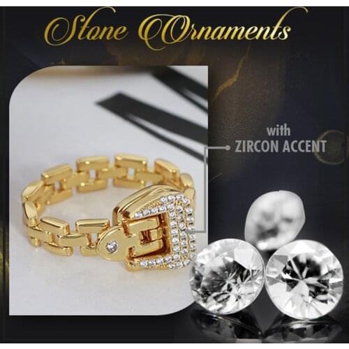 Womens Finger Chain Adjustable Belt Buckle Zircon Rings Detachable Metal Soft Chain Ring Luxury Statement Finger Rings For Men