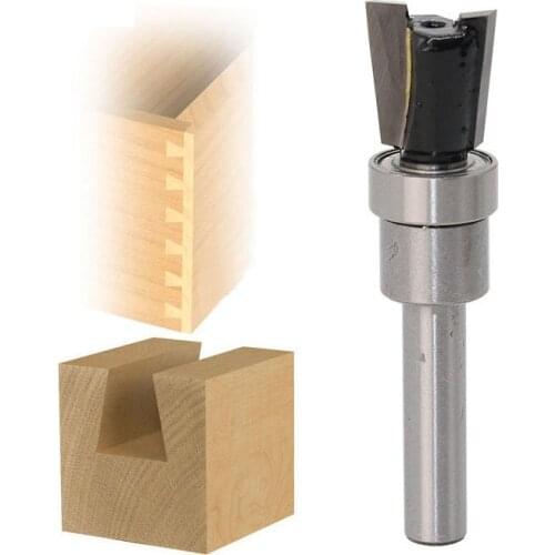1/4" Shank Woodworking Dovetail Router Bits with Bearing for Tennon Wood CNC Engraving Joint Bit Swallowtail Type Bit