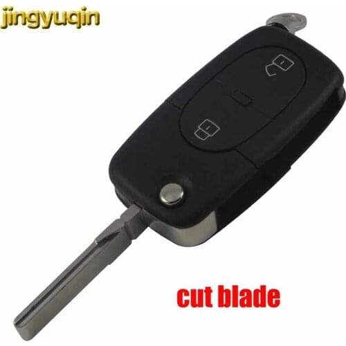 Jingyuqin Cut Blade Car Key Blanks Flip Fob Remote Key Shell Case Cover For AUDI A2 A3 A4 A6 A8 TT 2 Buttons Car Accessories
