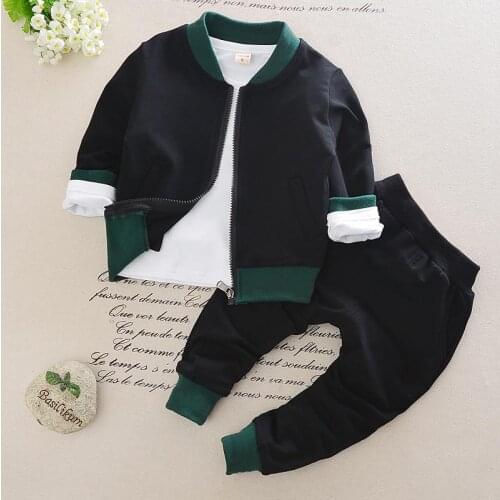 Toddler Boys Girls Coat Clothes Sets Boys Clothes Long Sleeve Shirt + Pants + Coat 3PCS Girl Kids Boy Clothing Set