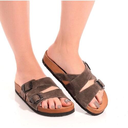 Moosefield Genuine Leather Brown Women 'S Slippers