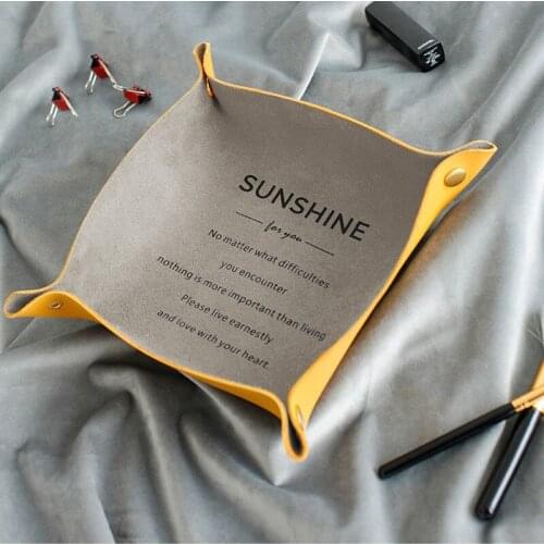 Leather Storage Box Square Desktop Storage Tray Living Room Bedroom Jewelry Box Snack Storage Box