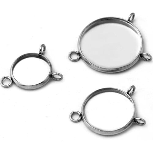Stainless Steel Fit 12mm 14mm 16mm 18mm 20mm 25mm Cabochon Settings Round Tee Connector Cameo Base Blank Tray