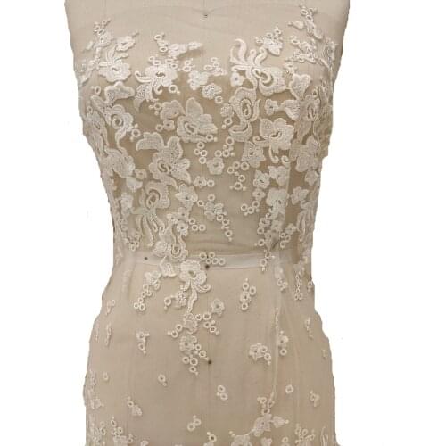 Ivory French Lace Fabric 135cm Width Dress Lace Fabric Bridal Lace Fabric Sequins Lace Fabric Sell By 1 Yard