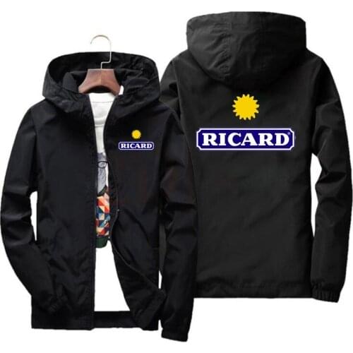 RICARD mens casual hooded bomber jacket spring and autumn hip-hop plus size windbreaker sportswear zipper jacket mens jacket