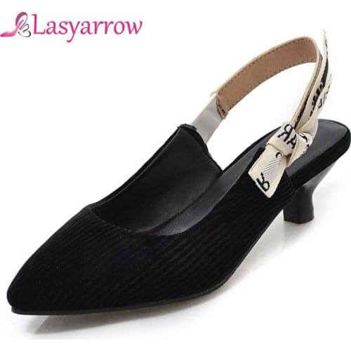 Lasyarrow Fashion Ankle Strap Gladiator Sandals Sexy Slingbacks Pointed Toe Summer Rome Shoes Woman Black White Plus Size 32-46