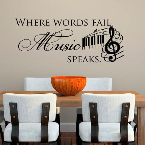 Where Words Fail Music Speaks Wall Stickers Musical Notes Home Decor Vinyl Wall Decals For Living Room