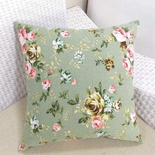 Pillowcase 70x70 Canvas Pillowcases Green Back Cushion Cover Garden Living room Cafe Washable Pillow Case 60x60