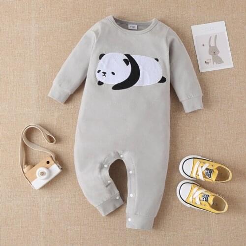 Newborn Baby Clothes Spring Fall Baby Rompers Lovely Cartoon Panda Long Sleeve Baby Playsuits Cotton Baby Girl Boy Romper 0-18M