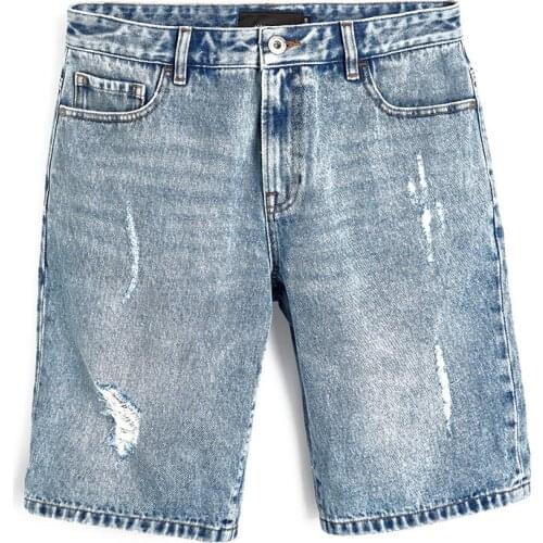 Wholesale Best Price Straight Hole Fashion Clothing MenS Shorts Ripped Shorts Men 100% Cotton Denim Shorts