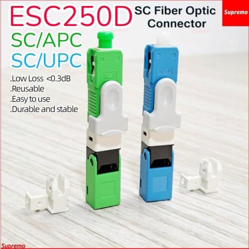 Ready Stock ESC250D SC/APC SC/UPC Fast Connector UPC SM Optical FTTH Cold Connector Tool Fiber Optic Quick Connector SC APC