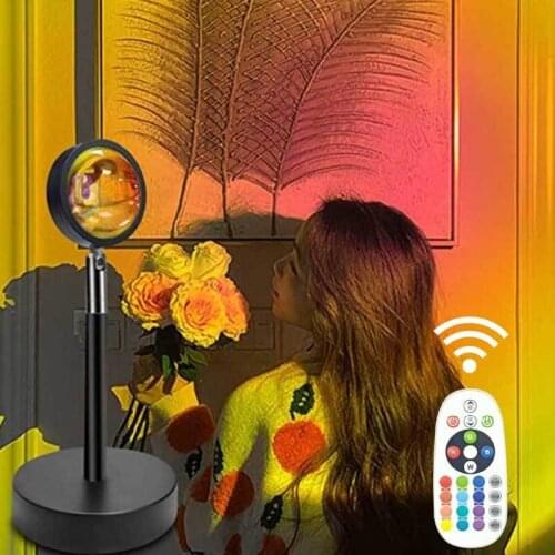 Remote Control Adjustable RGB 4 modes Sunset Light Rainbow Atmospheric Light, Used for Home Bedroom Background Wall Decoration