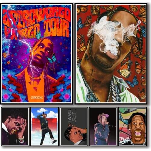 WTQ Retro Poster Rapper Travis Scott One Piece Poster Wall Decor Canvas Painting Wall Art Picture Room Decor Home Decor