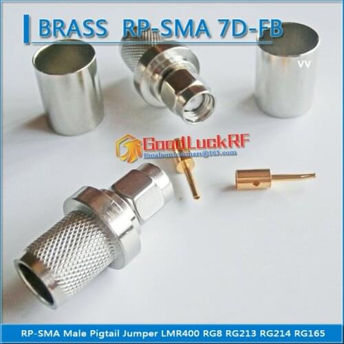 1X Pcs RP-SMA RPSMA RP SMA Male Crimp for LMR400 RG8 RG213 RG214 RG165 7D-FB Cable Plug Nickel RF Connector Coaxial Adapters