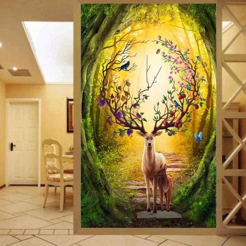 Needlework,DIY 14CT Cross stitch,Embroidery kits,Art Cross-Stitching Handmade Forest Moose deer Animal Oil Painting decor