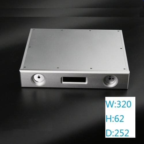 Silver DAC Decoder Shell Size W321 H62 D252 Full Aluminum Chassis Amplifier Case Preamp Enclosure DAC Box ES9018