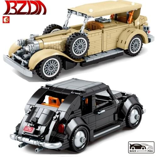 BZDA Antique Cars Buliding Blocks Technic Retro Classic Cars City Model Bricks Speed Champion Supercar Technic Race Kds Toys