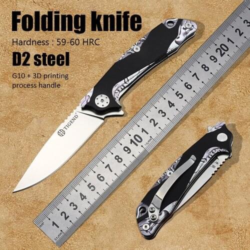 TIGEND knives pocket knife G10 handle folding ball bearing tactical knife edc tools D2 steel