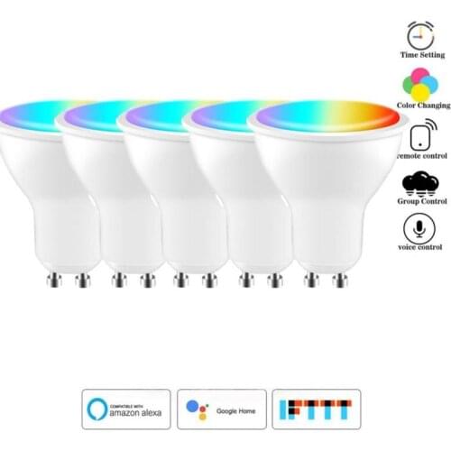 WiFi Smart Gu10 LED Light Bulb Spotlight 220-240V EWeLink APP 4W RGB+CCT Voice Control Smart Bulb Work With Alexa Google Home