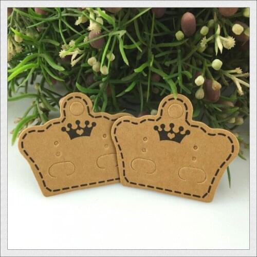 The Sole Custom Crown Earrings Packaging Card ! 200pcs/lot Brown Paper Jewelry Earring Display Packaging Cards Label Tags