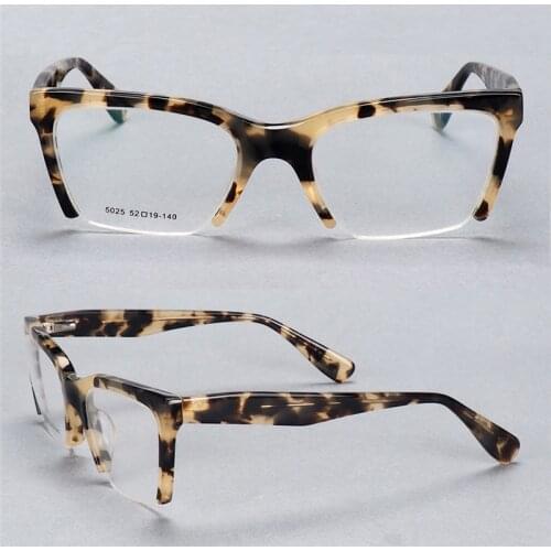 Vintage Half Rim Acetate Glasses Frame Women Progressive Multi-focal Lens Optical Eyewear See Near Far Reading Eyeglasses Men