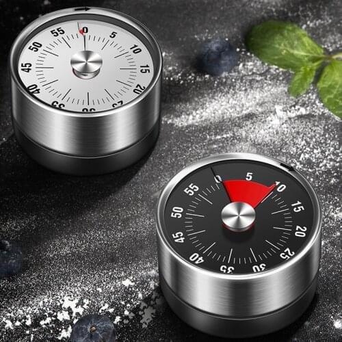 Stainless Steel Visual Timer Mechanical Kitchen Timer 60-Minutes Alarm Cooking Timer with Loud Alarm Magnetic Clock Timer