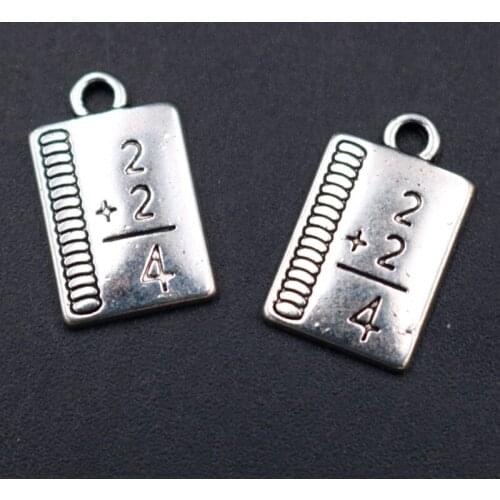 WKOUD 10pcs Silver Color Addition Formula Charm Vintage Necklace Bracelet DIY Metal Jewelry Alloy Pendant A1821