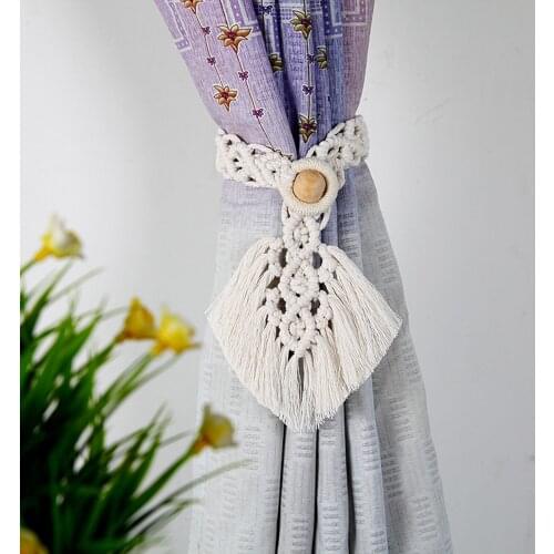 Handmade Macrame Curtain Tiebacks Cotton Weave Curtains Tieback Straps Tassels Hanging Ball Home Decoration Curtain Accessories